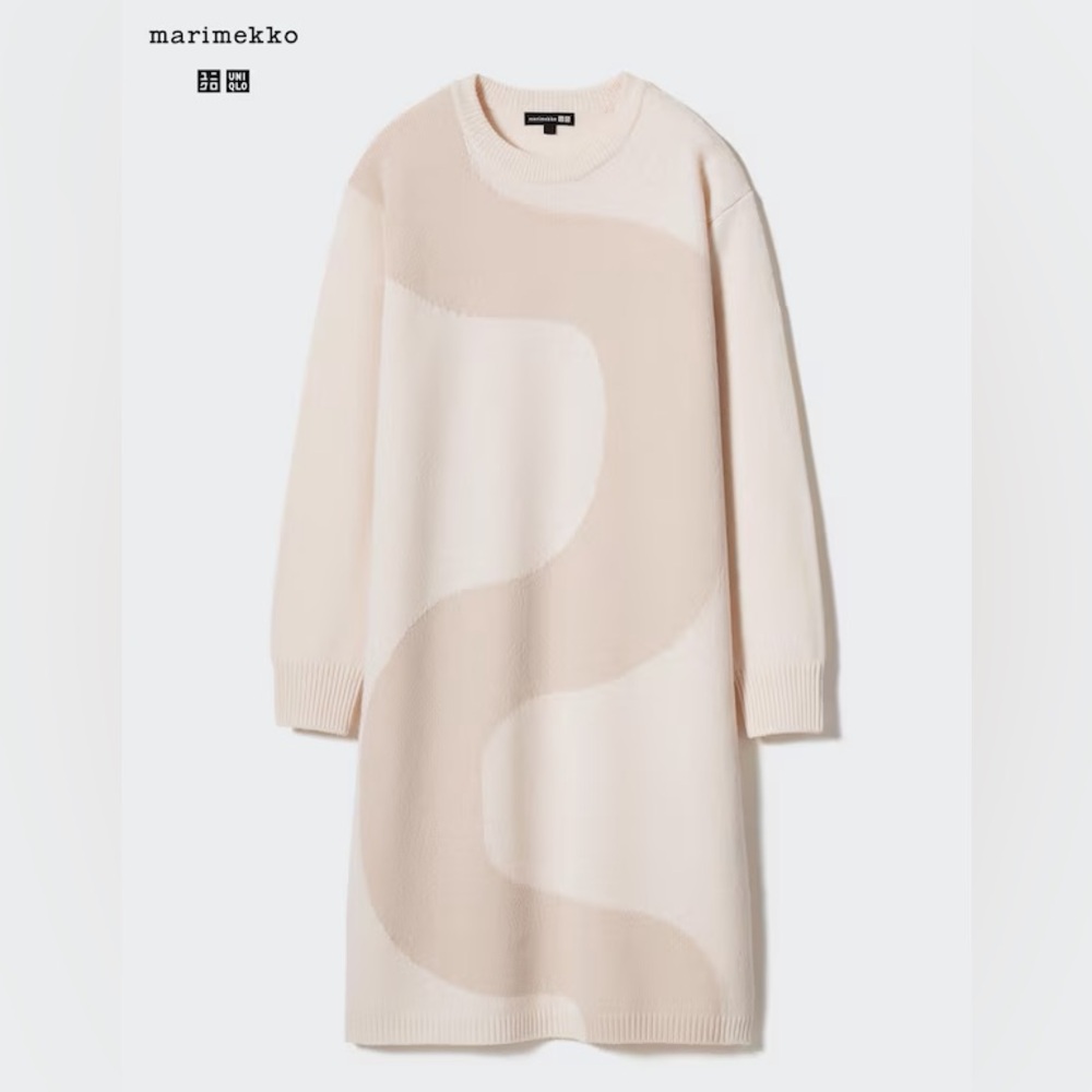 Marimekko Cream and Tan Long Sleeve Dress